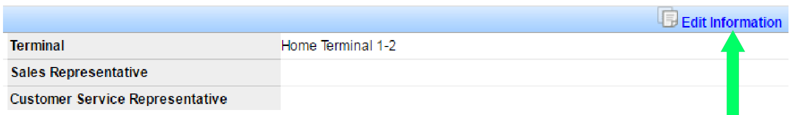 Edit Information link in the upper right of the Customer Summary screen.