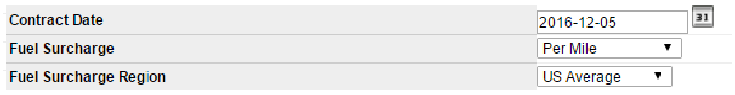 Fuel surcharge setup and region fields on the Customer Information form.
