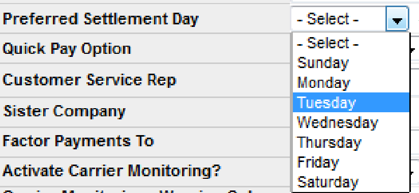 Quick Pay drop-down showing available expedited payment options and deduction percentages.