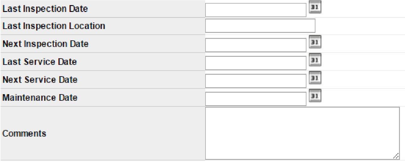 Trailer inspection and safety date fields on the Trailer Information form.