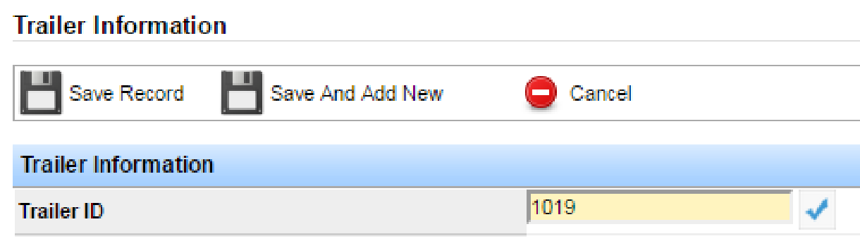 Trailer Status and related required fields on the Trailer Information form.