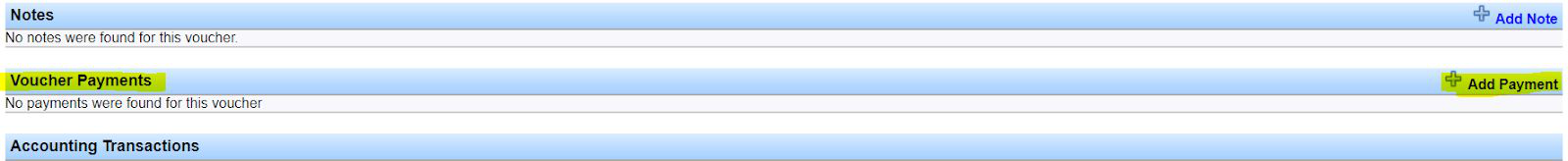 Voucher Payments section with + Add Payment highlighted.