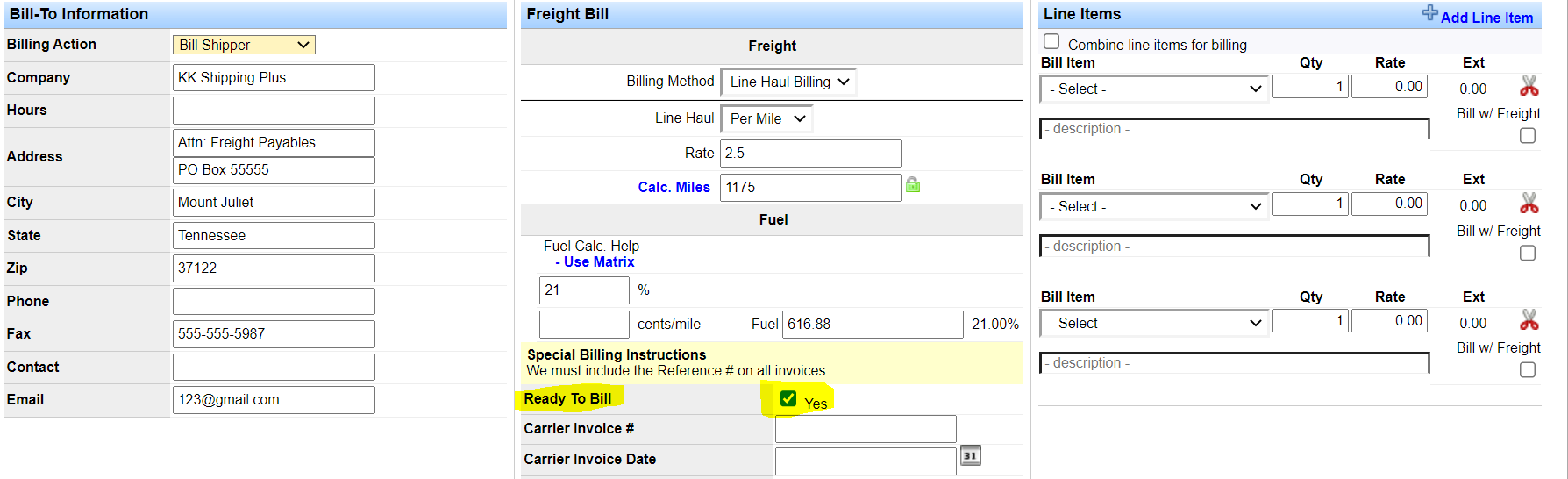 Screenshot for Billing Dashboard