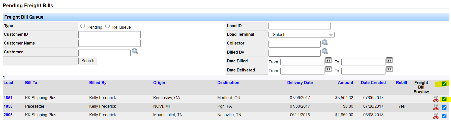 Screenshot for Bill a Load