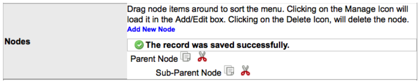 Nodes list after nesting with Sub-Parent Node indented under Parent Node.