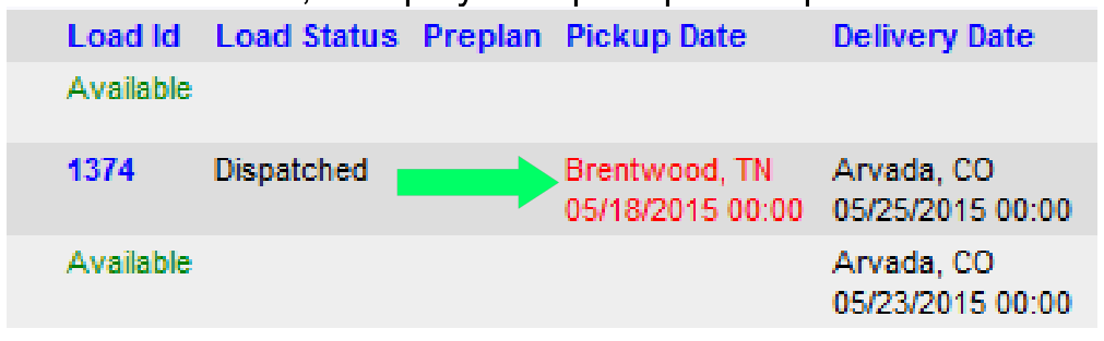 Active Drivers columns including pickup date, delivery date, and manage icons.