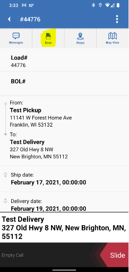 Screenshot for Send the Dispatch to the App