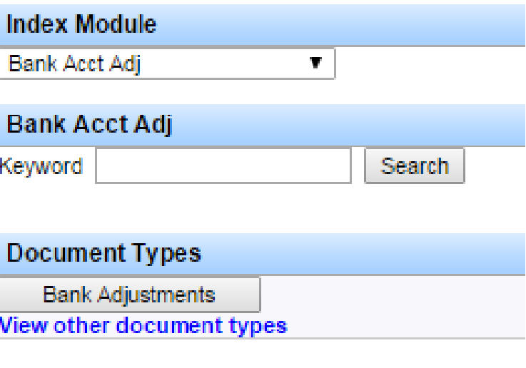 Bank Adjustments document type saved in Current Values.