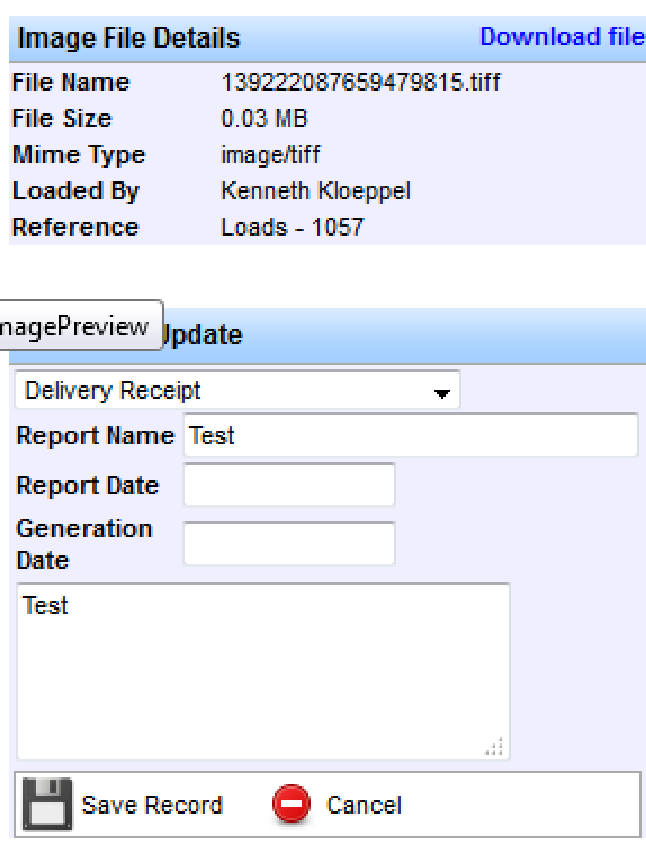 Preview File Information window for an indexed document.
