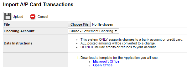 Screenshot for Importing Transactions