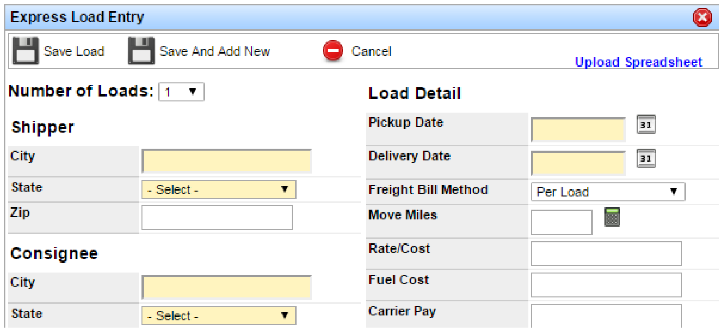 Add Stop link and stop-off entry fields on the load form.