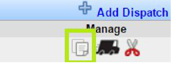 Dispatch History section with the Edit icon for a dispatch record.