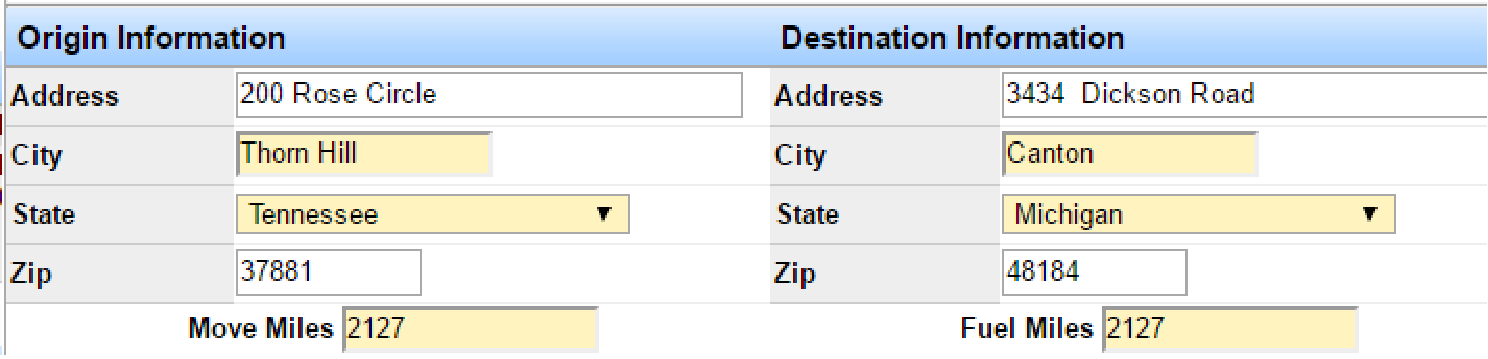 Editable origin and destination fields after clicking Edit Origin/Dest.
