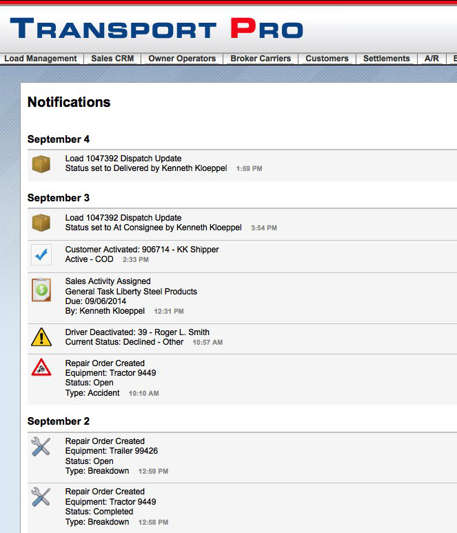 Screenshot for System Generated Notices