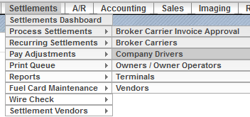 Screenshot for Process Settlements for Broker Carriers
