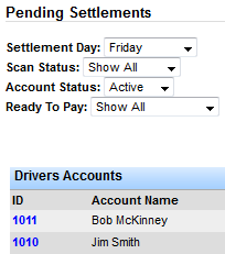 Screenshot for Process Settlements for Broker Carriers