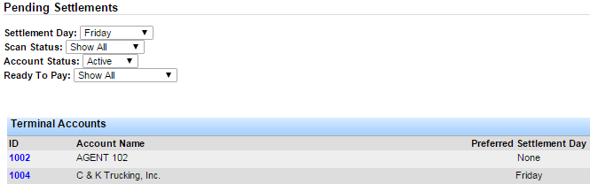 Screenshot for Process Settlements for Vendors