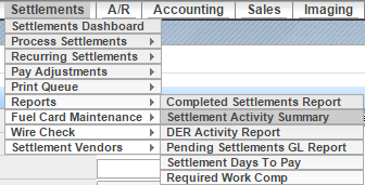 Screenshot for View the Completed Settlements Report