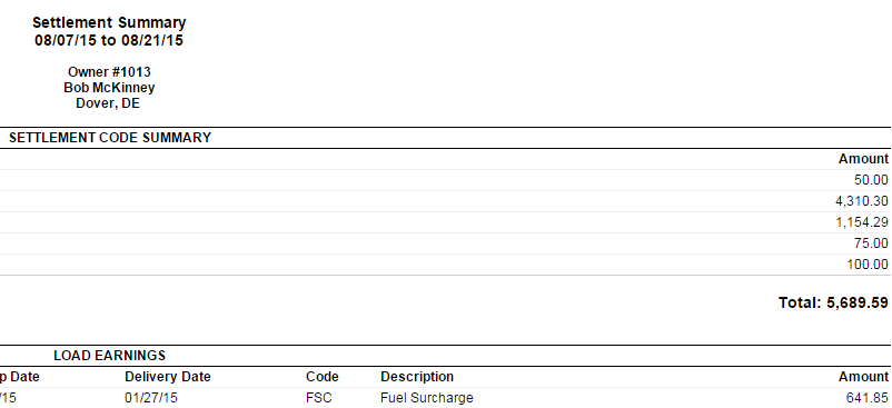 Screenshot for View the Completed Settlements Report