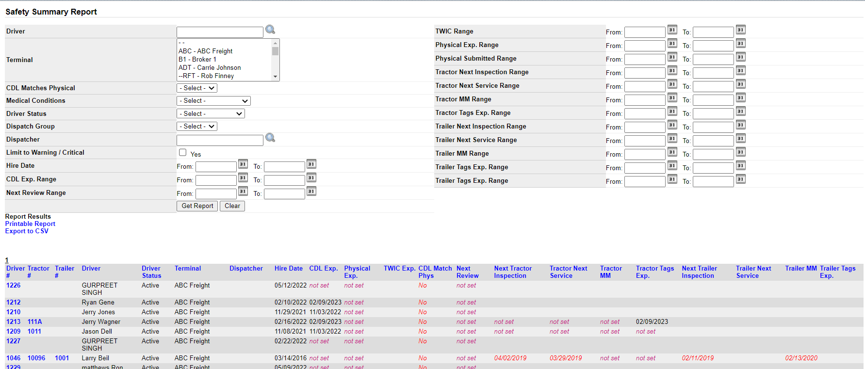 Screenshot for Reports