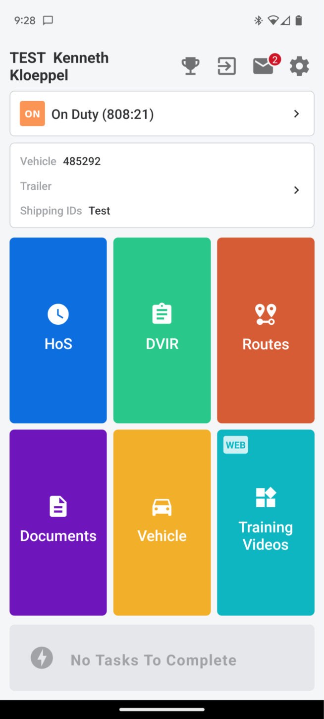 Samsara app with the purple Documents button.