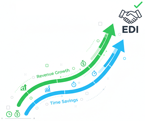 Graph depicting growing revenue and time savings